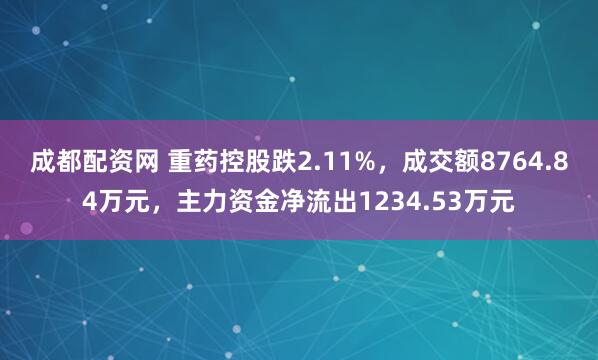 成都配资网 重药控股跌2.11%，成交额8764.84万元，主力资金净流出1234.53万元